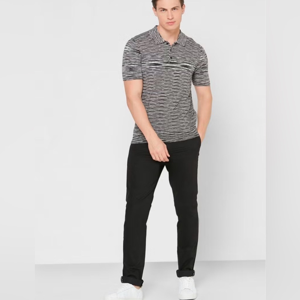 TED BAKER LONDON SPACE DIE SPACE POLO SHIRT BLACK & WHITE SMALL - Picture 4 of 10